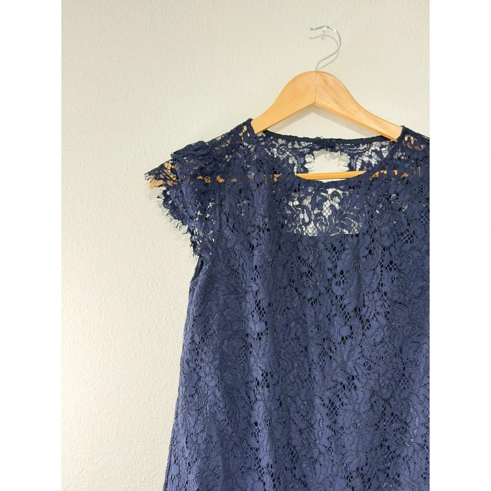 Polo Ralph Lauren Girls Size 16 Navy Blue Lace Ruffle Hem Dress Party Formal